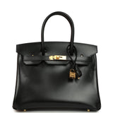 Hermes Birkin 30 Black Box Gold Hardware