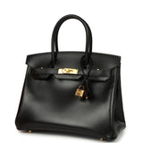 Hermes Birkin 30 Black Box Gold Hardware