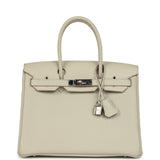 Pre-owned Hermes 3 en 1 Birkin 30 Beton Togo and Swift Palladium Hardware