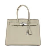 Pre-owned Hermes 3 en 1 Birkin 30 Beton Togo and Swift Palladium Hardware