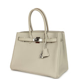 Pre-owned Hermes 3 en 1 Birkin 30 Beton Togo and Swift Palladium Hardware