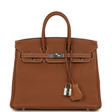 Pre-owned Hermes Birkin 25 Gold Togo Palladium Hardware