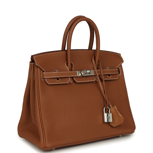 Pre-owned Hermes Birkin 25 Gold Togo Palladium Hardware