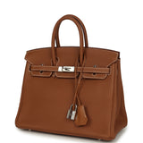 Pre-owned Hermes Birkin 25 Gold Togo Palladium Hardware