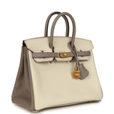 Hermes Special Order (HSS) Birkin 25 Craie and Gris Asphalte Epsom Brushed Palladium Hardware