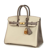 Hermes Special Order (HSS) Birkin 25 Craie and Gris Asphalte Epsom Brushed Palladium Hardware