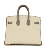 Hermes Special Order (HSS) Birkin 25 Craie and Gris Asphalte Epsom Brushed Palladium Hardware