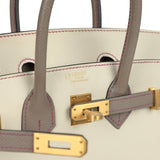 Hermes Special Order (HSS) Birkin 25 Craie and Gris Asphalte Epsom Brushed Palladium Hardware