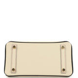 Pre-owned Hermes Special Order (HSS) Birkin 25 Craie and Black Epsom Brushed Gold Hardware