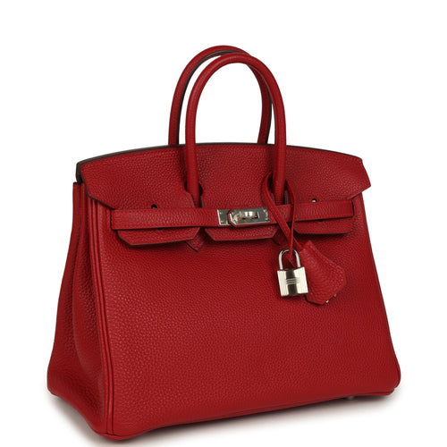 Pre-owned Hermes Birkin 25 Rouge Casaque Togo Palladium Hardware