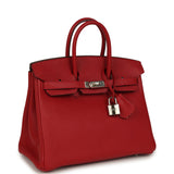 Pre-owned Hermes Birkin 25 Rouge Casaque Togo Palladium Hardware