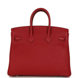 Pre-owned Hermes Birkin 25 Rouge Casaque Togo Palladium Hardware