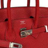 Pre-owned Hermes Birkin 25 Rouge Casaque Togo Palladium Hardware