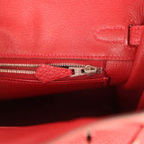 Pre-owned Hermes Birkin 25 Rouge Casaque Togo Palladium Hardware