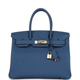 Hermes Birkin 30 Bleu Tie Togo Permabrass Hardware