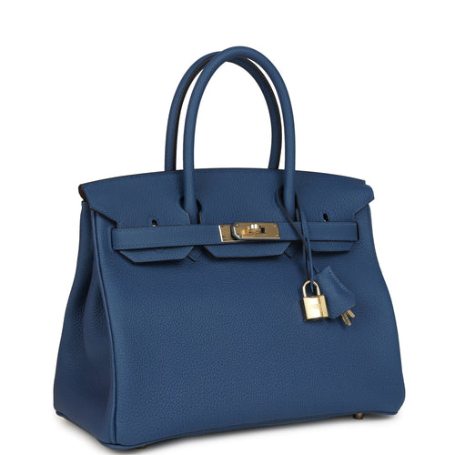 Hermes Birkin 30 Bleu Tie Togo Permabrass Hardware