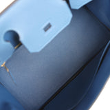 Hermes Birkin 30 Bleu Tie Togo Permabrass Hardware