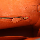 Pre-owned Hermes Special Order (HSS) Birkin 30 Black and Orange Chevre Brushed Gold Hardware