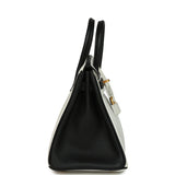 Hermes Special Order (HSS) Birkin 25 Bi-Color White and Black Clemence Brushed Gold Hardware