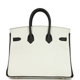 Hermes Special Order (HSS) Birkin 25 Bi-Color White and Black Clemence Brushed Gold Hardware
