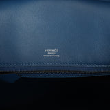 Hermes Birkin 25 Bleu Thalassa Grizzly and Deep Bleu Swift Palladium Hardware - Thumbnail View 7