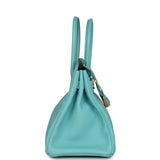 Hermes Birkin 30 Bleu Atoll Clemence Gold Hardware