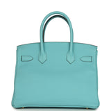 Hermes Birkin 30 Bleu Atoll Clemence Gold Hardware