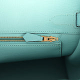 Hermes Birkin 30 Bleu Atoll Clemence Gold Hardware