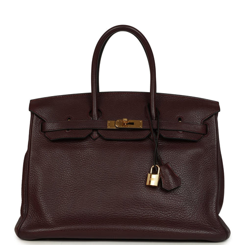 Pre-owned Hermes Birkin 35 Prune Clemence Gold Hardware