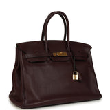 Pre-owned Hermes Birkin 35 Prune Clemence Gold Hardware