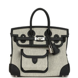 Hermes Birkin 25 Cargo Ecru-Black Toile H Canvas and Black Swift Palladium Hardware