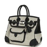 Hermes Birkin 25 Cargo Ecru-Black Toile H Canvas and Black Swift Palladium Hardware