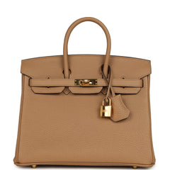 Pre-owned Hermes Birkin 25 Chai Togo Gold Hardware