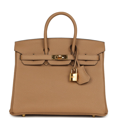 Pre-owned Hermes Birkin 25 Chai Togo Gold Hardware