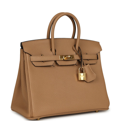 Pre-owned Hermes Birkin 25 Chai Togo Gold Hardware