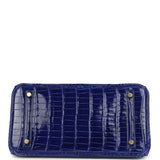 Pre-owned Hermes Birkin 30 Bleu Electric Shiny Porosus Crocodile Gold Hardware
