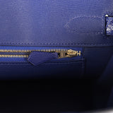 Pre-owned Hermes Birkin 30 Bleu Electric Shiny Porosus Crocodile Gold Hardware