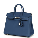 Hermes Birkin 25 Bleu Tie Togo Palladium Hardware