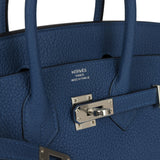 Hermes Birkin 25 Bleu Tie Togo Palladium Hardware