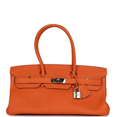Vintage Hermes Shoulder Birkin 42 JPG Orange Clemence Palladium Hardware