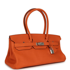 Vintage Hermes Shoulder Birkin 42 JPG Orange Clemence Palladium Hardware