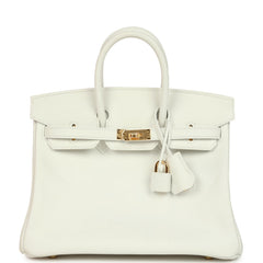 Hermes Birkin 25 New White Swift Gold Hardware