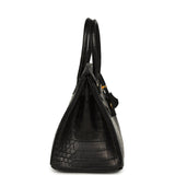 Hermes Birkin 30 Black Matte Porosus Crocodile Gold Hardware