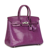 Pre-owned Hermes Birkin 25 Violet Varanus Niloticus Lizard Palladium Hardware
