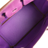 Pre-owned Hermes Birkin 25 Violet Varanus Niloticus Lizard Palladium Hardware