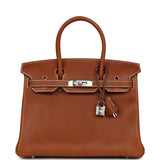 Hermes Birkin 30 Fauve Barenia Faubourg Palladium Hardware