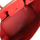 Pre-owned Hermes Birkin 30 Rouge Vif Ostrich Gold Hardware