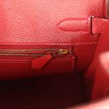 Pre-owned Hermes Birkin 30 Rouge Vif Ostrich Gold Hardware
