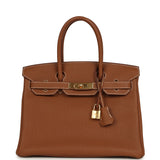Pre-owned Hermes Birkin 30 Gold Togo Gold Hardware