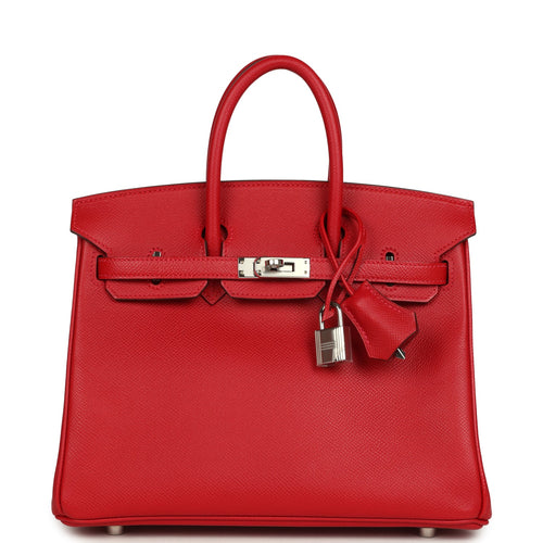 Pre-owned Hermes Birkin 25 Rouge Casaque Epsom Palladium Hardware